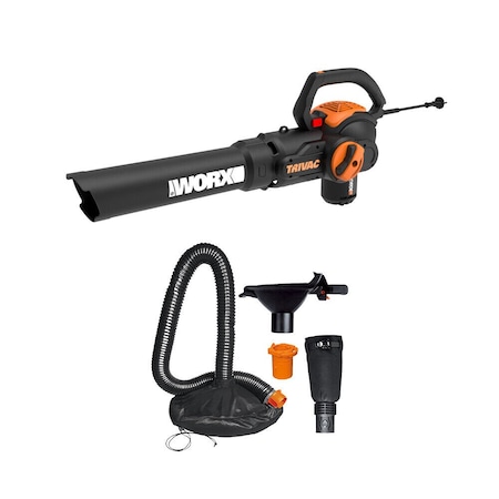 Worx Corded Handheld Leaf Blower, Vacuum & Mulcher W/ Leaf Collection System, 12 Amp WG524